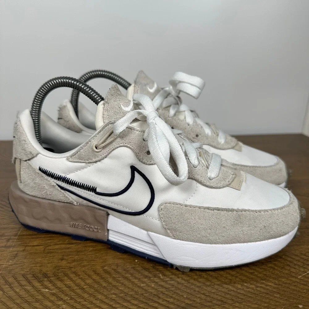 Nike Sneakers Womens 7 White Sanddrift Fontanka Waffle Running Gym Shoes